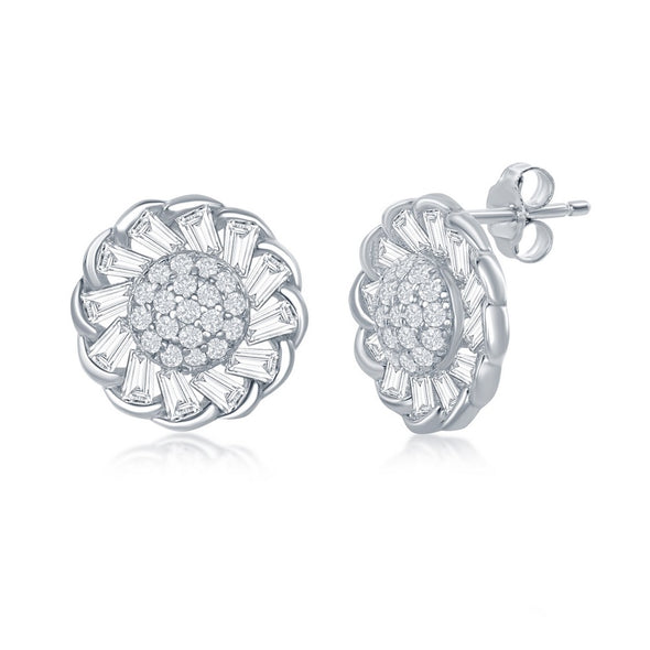 Cubic Zirconia Flower Design Earrings
