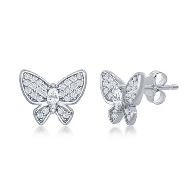 Cubic Zirconia Butterfly Design Stud Earrings