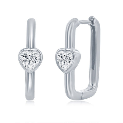 Heart Detail Rectangular Hoop Earrings