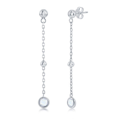 Bezel Set Cubic Zirconia Dangle Earrings