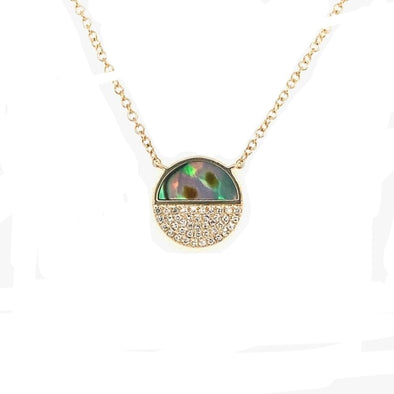 Abalone and Diamond Disc Style Pendant