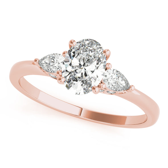 Pear Shaped Side Diamond Three Stone Mounting
