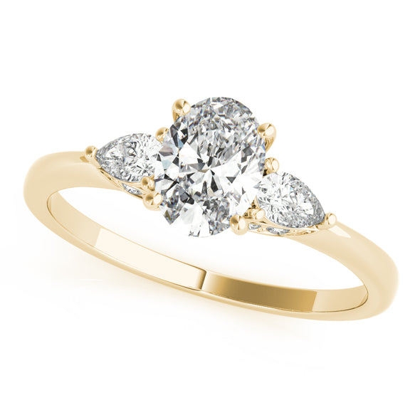 Pear Shaped Side Diamond Three Stone Mounting