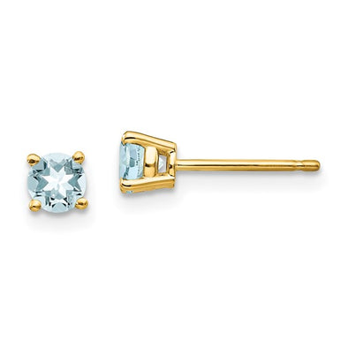 Round Aquamarine Stud Earrings