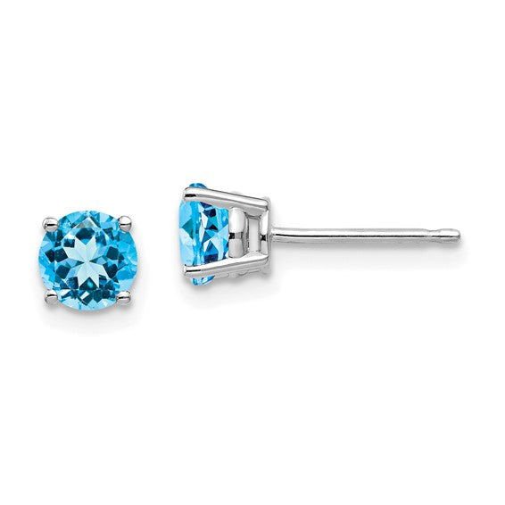 Round Blue Topaz Stud Earrings