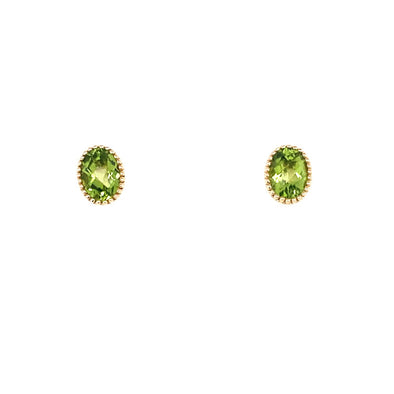 Milgrain Edge Peridot Stud Earrings