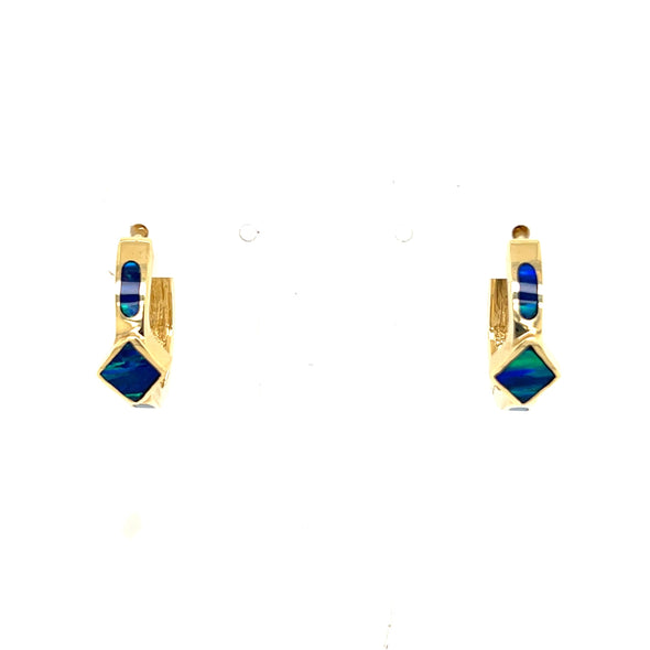 Opal Inlay Design Huggie Earrings
