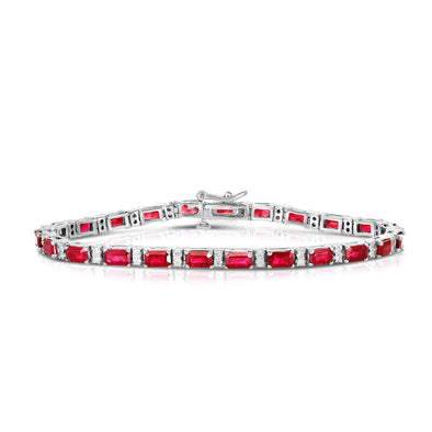 Ruby and Diamond Tennis Style Bracelet