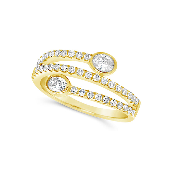 Oval and Round Diamond Triple Row Design Ring