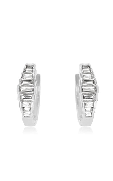 Tapered Baguette Diamond Huggie Earrings