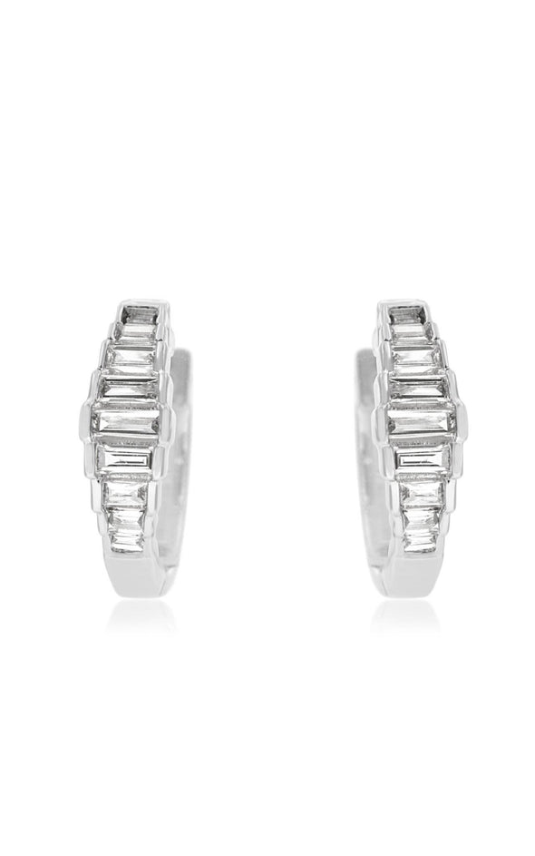 Tapered Baguette Diamond Huggie Earrings