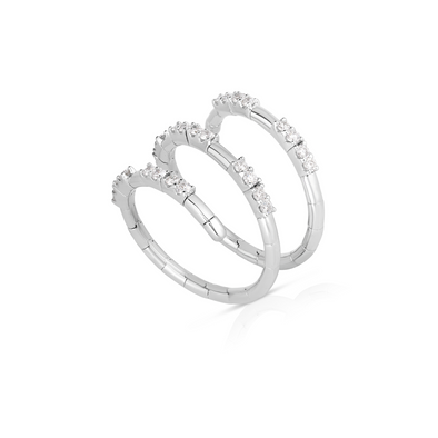 Three Row Diamond Accented Open Design Ring