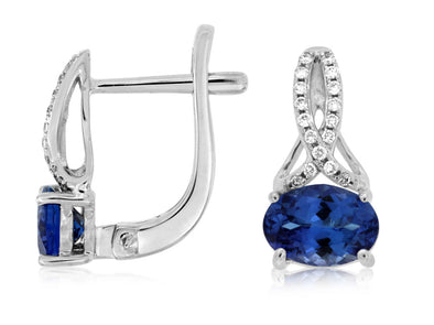 Tanzanite and Diamond Crossover Design Earrings