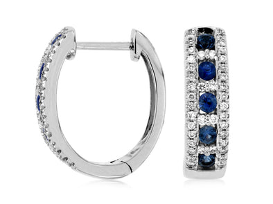 Sapphire and Diamond Hoop Earrings