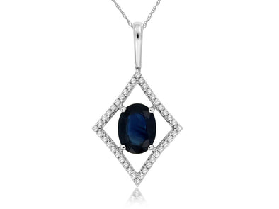 Contemporary Style Sapphire and Open Diamond Halo Pendant