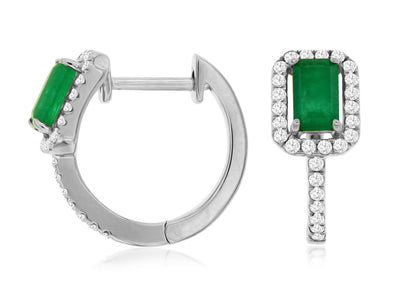 Emerald and Diamond Huggie Earrings