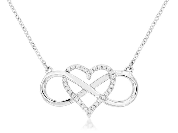 Diamond Accented Heart and Infinity Design Necklace