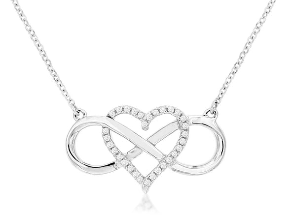 Diamond Accented Heart and Infinity Design Necklace