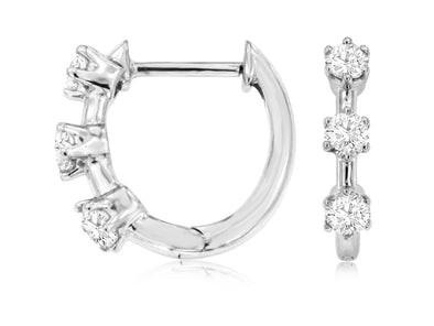 Triple Diamond Accented Hoop Earrings