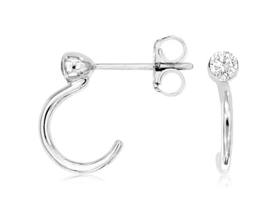 Diamond Accented Half Hoop Earrings