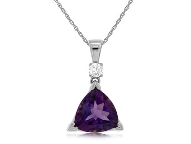 Trillion Amethyst and Diamond Accented Pendant