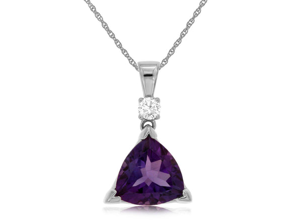 Trillion Amethyst and Diamond Accented Pendant