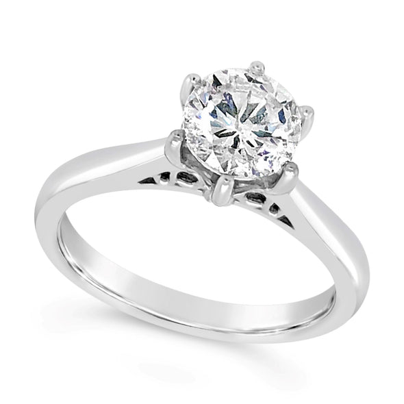 Six Prong Scroll Detail Solitaire Engagement Mounting