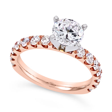 Rose Gold Scalloped Design Diamond Engagement Mounting