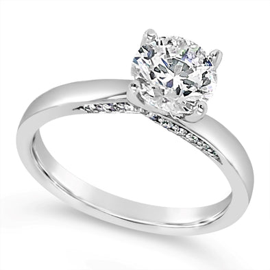 Diamond Solitaire Engagement Mounting with Interior Diamond Detail