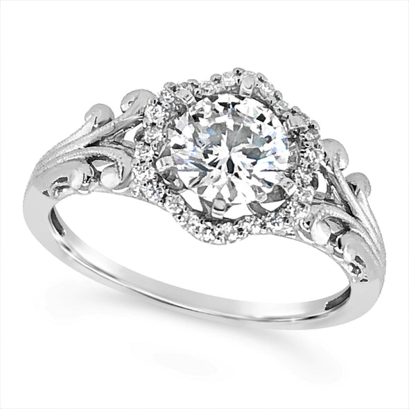Vintage Style Diamond Halo Engagement Mounting