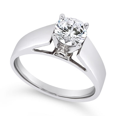 Wide Cathedral Style Solitaire Engagement Mounting