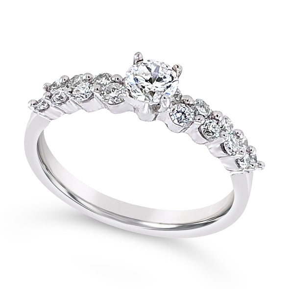 Eight Diamond Engagement Mounting and Matching Wedding Band