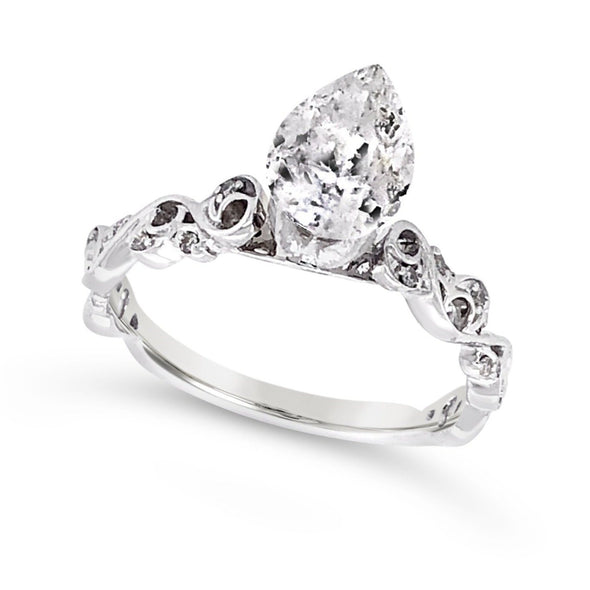 Bezel Set Diamond Accented Swirl Design Engagement Mounting