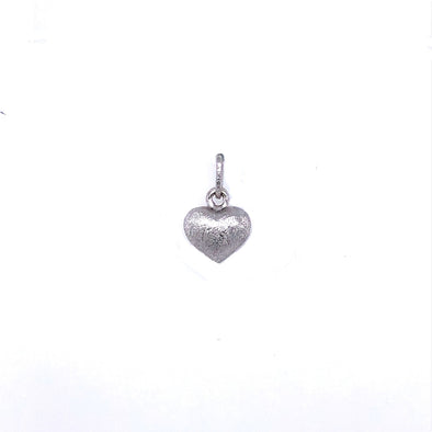 Small Reversible Puffed Heart - 14kt White Gold