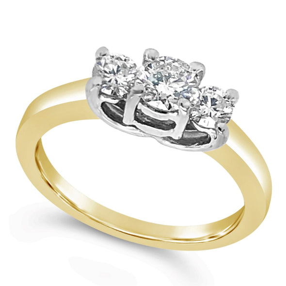Yellow Gold and Three Stone Diamond Engagement Ring