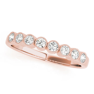 Rose Gold Milgrain Edge Round Diamond Wedding Band - .16 carat t.w.