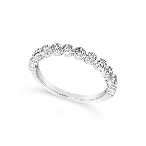 Milgrain Edge Round Diamond Wedding Band - .34 carat t.w.
