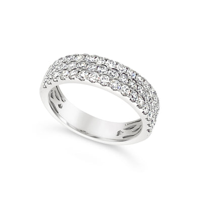 Three Row Diamond Pave Wedding Band