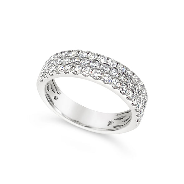 Three Row Diamond Pave Wedding Band