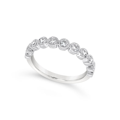 Round Bezel Set Milgrain Edge Diamond Wedding Band - .50 carat t.w.