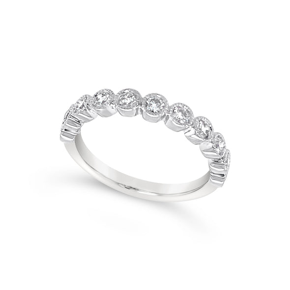 Round Bezel Set Milgrain Edge Diamond Wedding Band - .50 carat t.w.