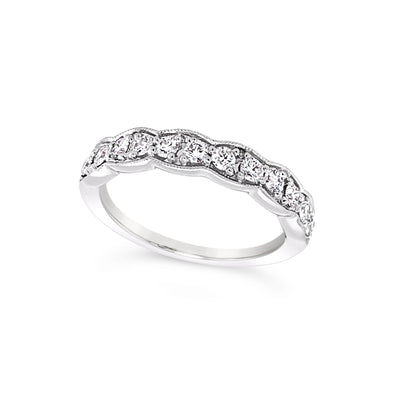 Tapered Milgrain Edge Diamond Wedding Band - .53 carat t.w.