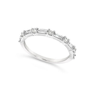 Baguette and Round Diamond Wedding Band - .50 carat t.w.