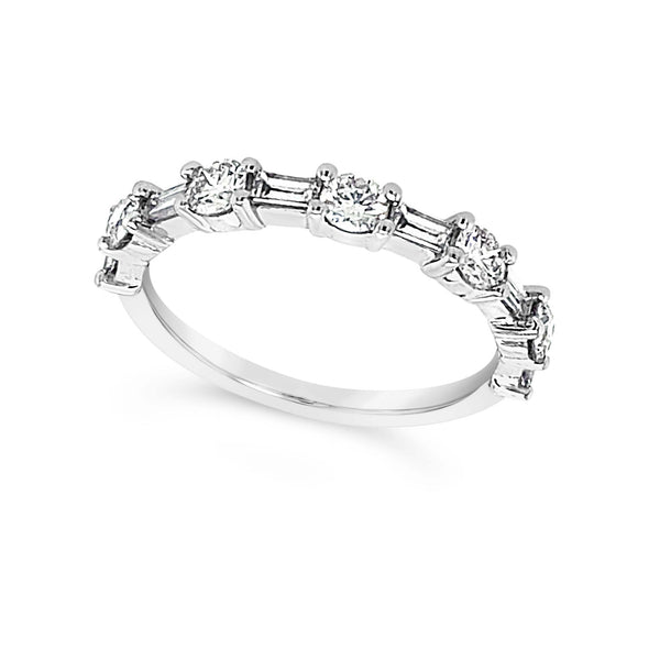 Alternating Round and Baguette Diamond Wedding Band - .75 carat t.w.
