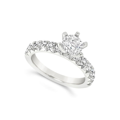 Twelve Diamond Six Prong Engagement Mounting