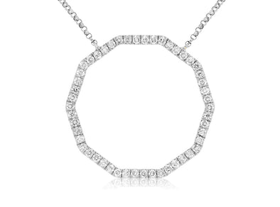 Octagon Shaped Open Diamond Pendant