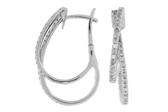 Diamond Double Hoop and White Gold Earrings