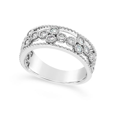 Diamond Open Flower Design Ring