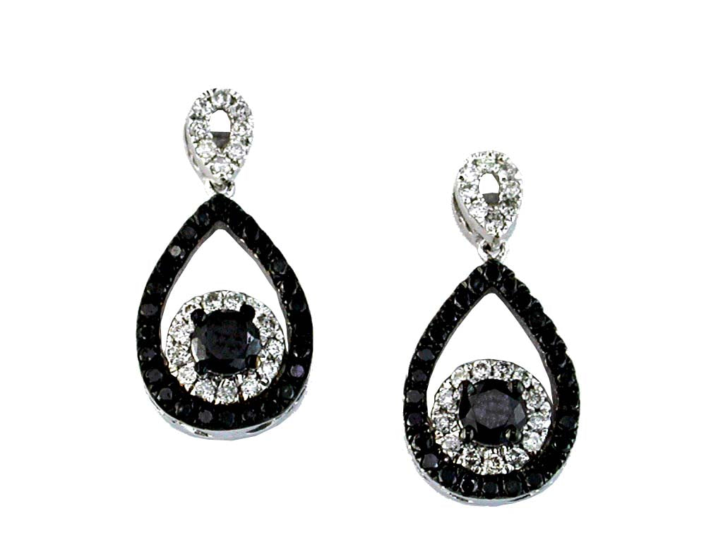 Fashion Jewelry Wholesale Lot – 6 Pairs Black & White Drop/Dangle Earrings, Mix Styles, SAT-1