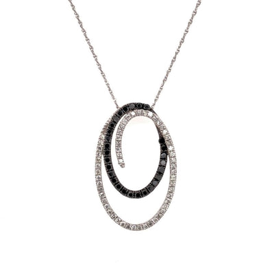 Black and White Diamond Double Oval Design Pendant